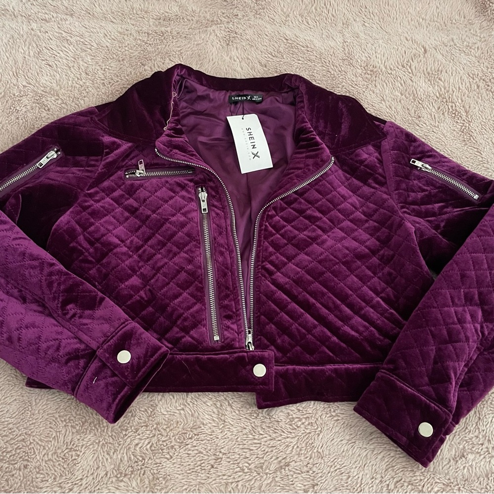 Purple Velvet Crop Jacket